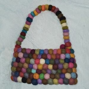 Multicolor Wool Bauble Ball Purse